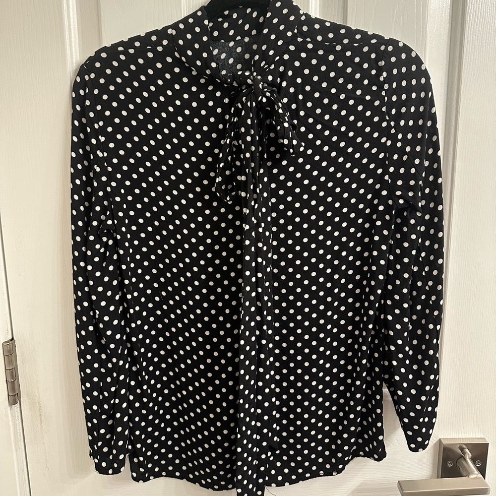 Zara Black and White Polka Dot Top